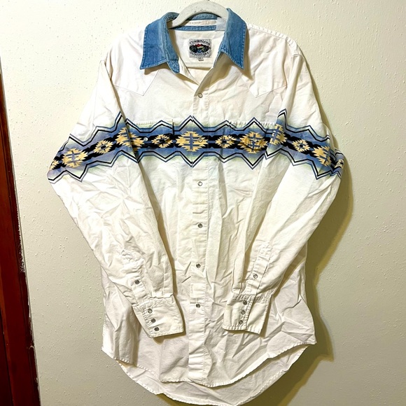 Chemise vintage Cumberland Outfitters perle boutonnée pour hommes XXL